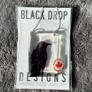 New Black Drop Designs Crow Silhouette Necklace